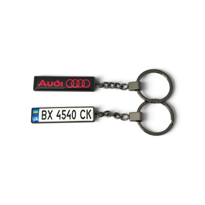 Брелок з номером ауді (Двосторонній Premium Black)
